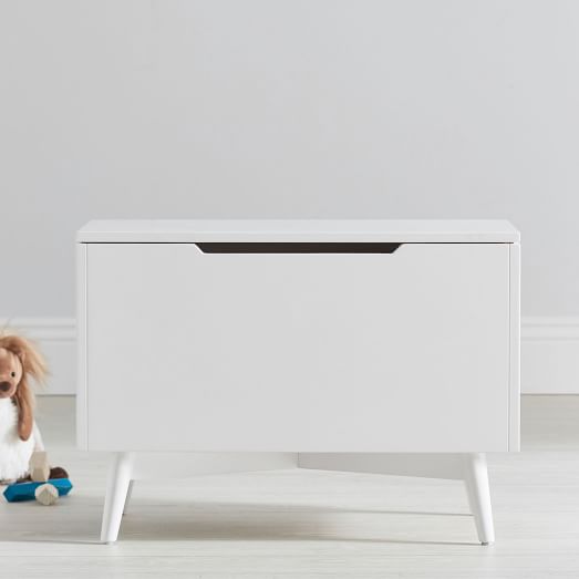 Mid Century Toy Chest White In Stock Ready to Ship