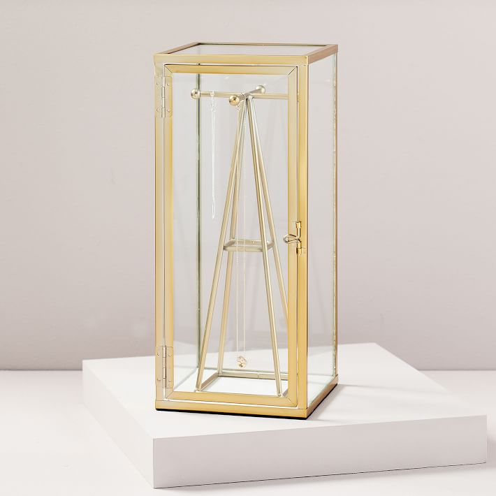 Terrace Brass &amp; Glass Jewelry Stand