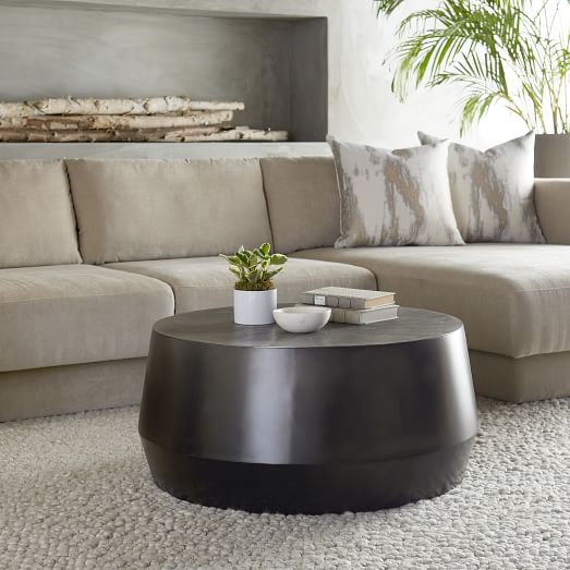 Hand Hammered Aluminum 34.5 Round Coffee Table Antique Gold West Elm
