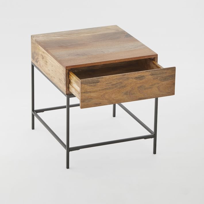 Industrial side table with drawer discount