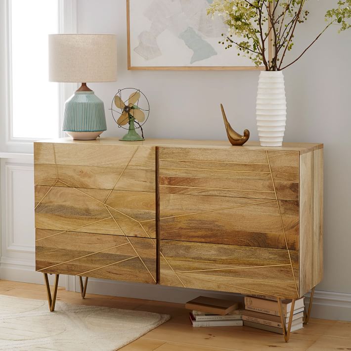 Roar &amp; Rabbit&#8482; Brass Geo Inlay 6-Drawer Dresser (54&quot;)