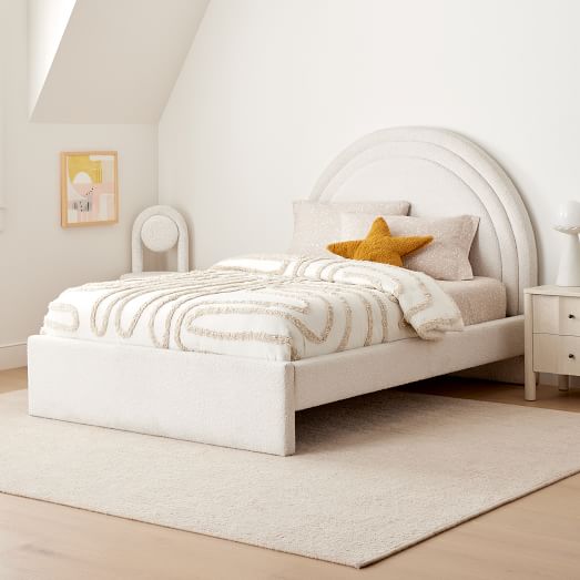 White arched headboard discount