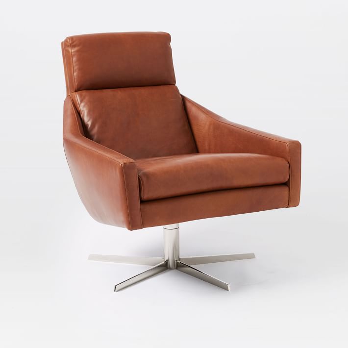 Austin Leather Swivel Chair Ottoman Set