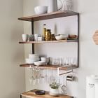 L-Beam Tiered Industrial Wood &amp; Metal Wall Shelves