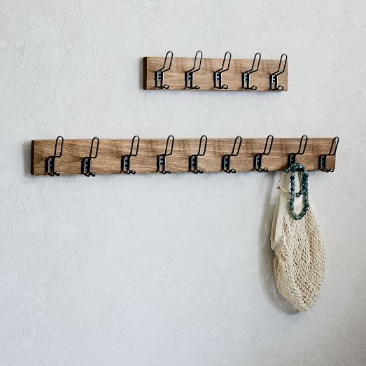 Industrial Wood Metal Hook Rack