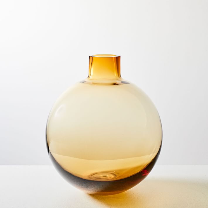 Foundations Glass Vase | Short Wide Vase 9H | Golden Oak