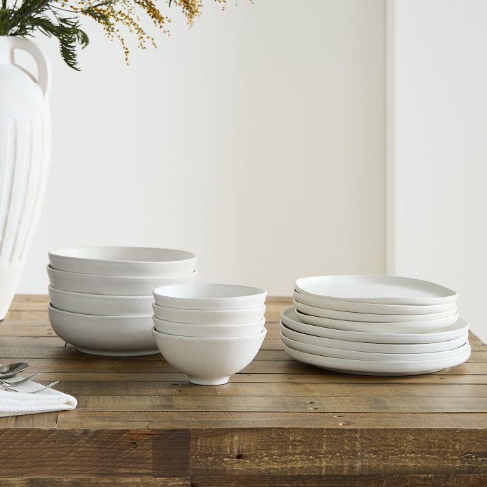 Kanto Stoneware Dinnerware White (Set of 16)