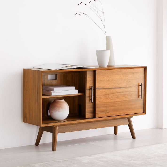 Mid Century Narrow Media Console 48 Sustainable Design West Elm