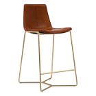 Slope Counter Stool, Saddle Leather, Nut, Antique Brass