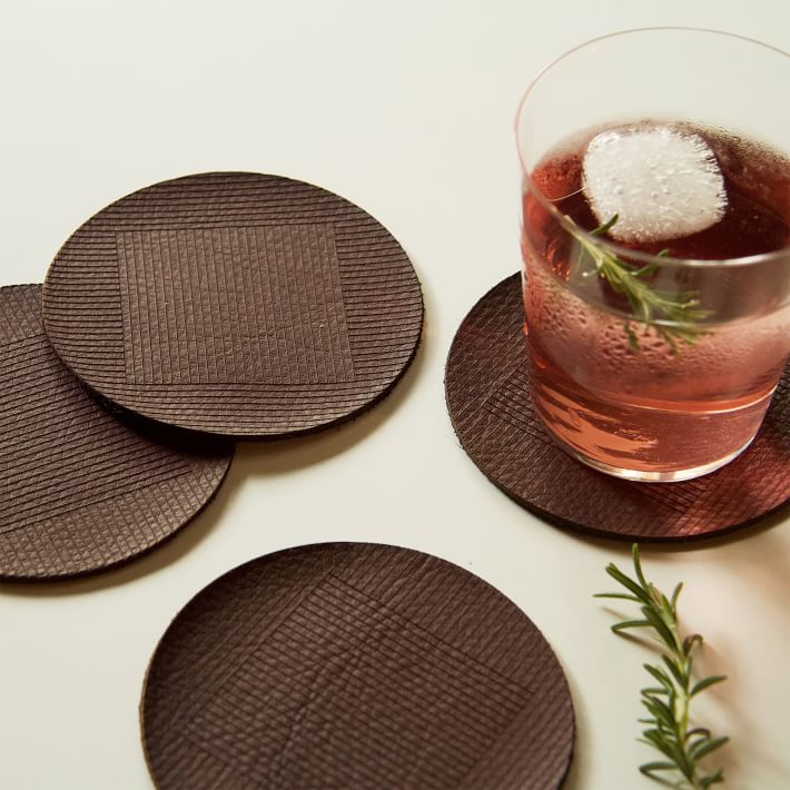 Molly M Within Leather Coasters - Set of 4 (Bordeaux)