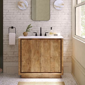Carved Pattern Single Bathroom Vanity (36") | West Elm