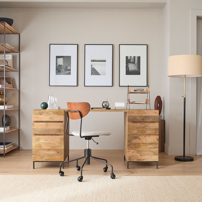 Industrial Modular Desk w/ 2 File Cabinets (64