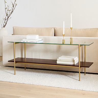 West elm glass console table discount