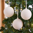 Rope Ball Ornaments - White/Natural (Set of 3)