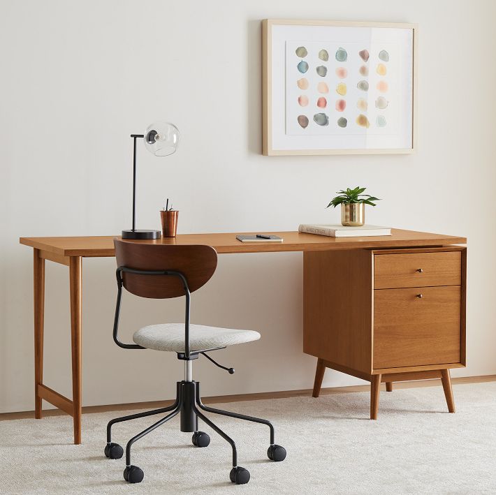 Mid Century Modular Desk w File Cabinet 70 ADA West Elm