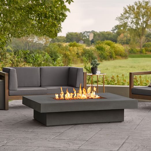 Rutland Rectangle Fire Pit Table Modern Outdoor Heating West Elm