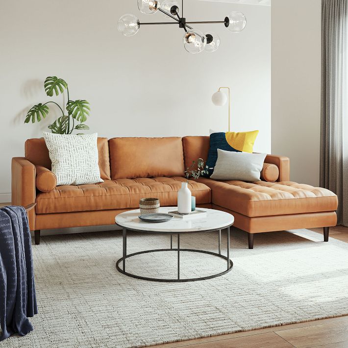 West elm leather sofa sales