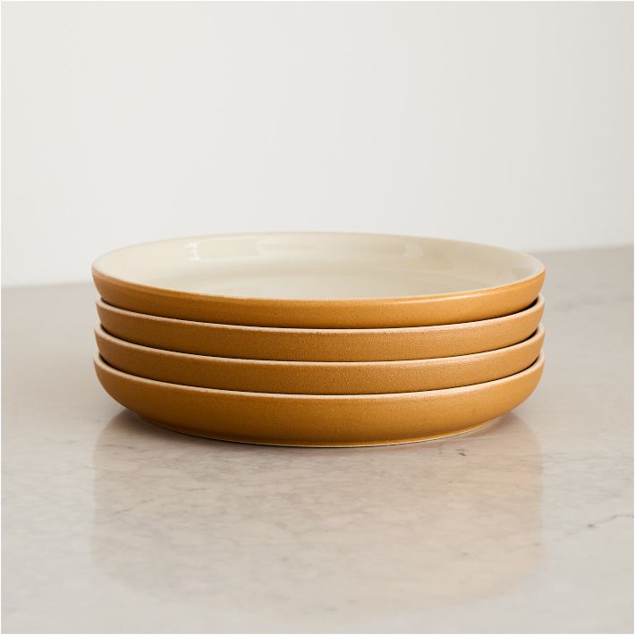 Kaloh Stoneware Salad Plate Sets: Golden Oak Set of 4