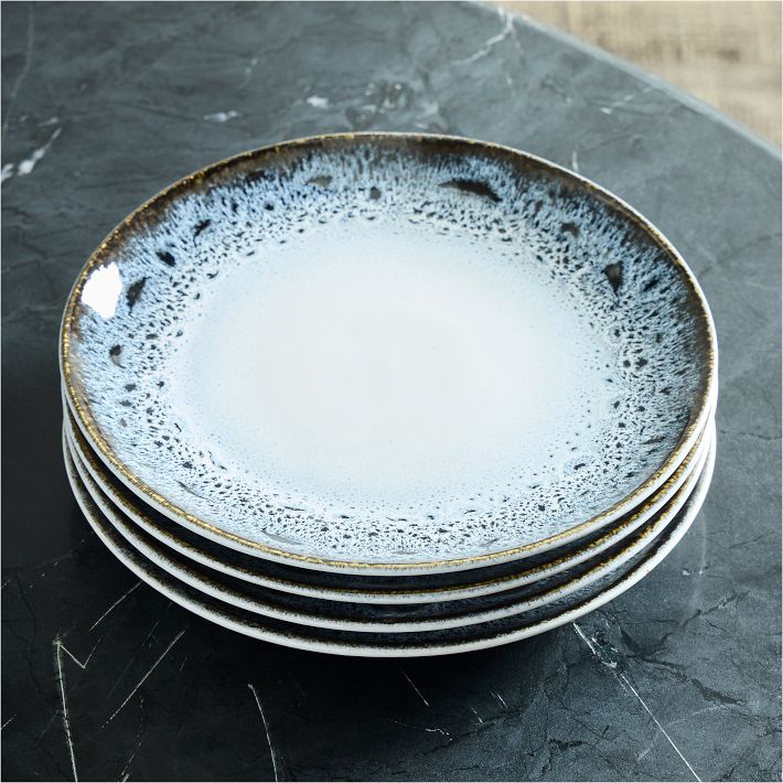 Set of 8 Reactive Glaze Stoneware Dinner Plate Sets