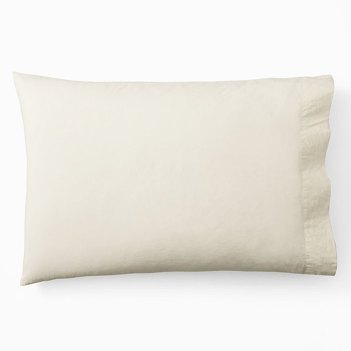Organic Washed Cotton Percale Pillowcases - Standard Size - Ivory