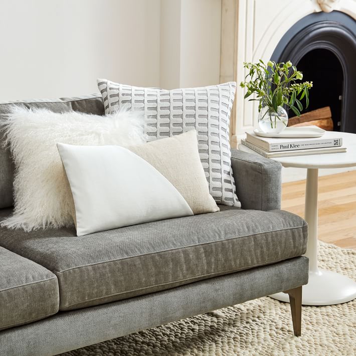Cotton Linen Velvet Corners Lumbar Pillow Cover West Elm