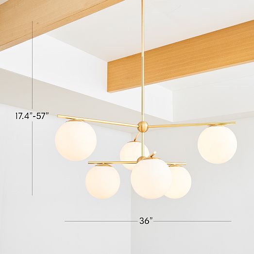 Sphere Stem 6 Light Chandelier 36 Milk West Elm
