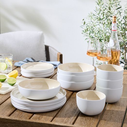 Aaron Probyn Kaloh Melamine Dinnerware White Set of 16 West Elm