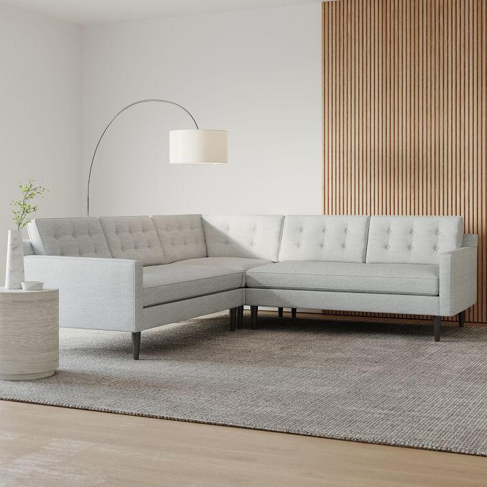 Drake Sectional Set 03 La Sofa Corner RA Sofa Poly Twill Gray Frost Gray Black On Beech West Elm