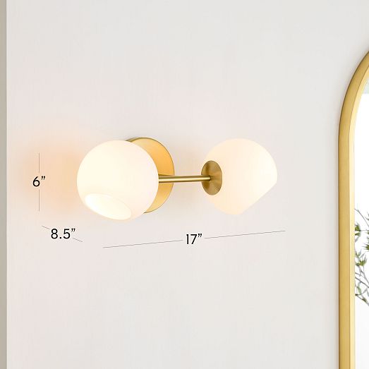 Staggered Glass Sconce 2 Light Polished Chrome White Milk Glass West Elm 551376
