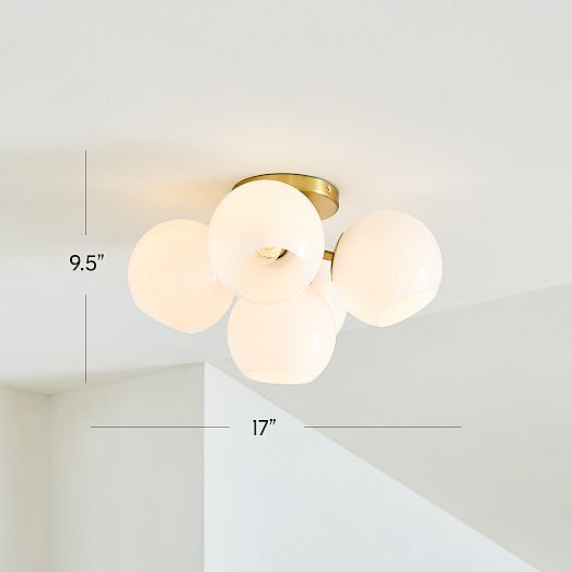 Staggered Glass Flush Mount Lighting Milk Glass West Elm