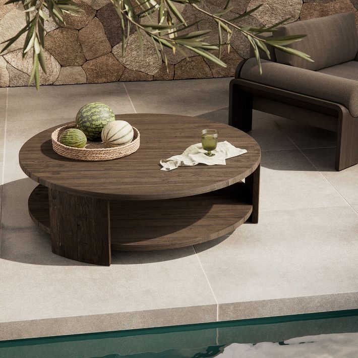Reed Reclaimed Wood Outdoor Round Coffee Table (48") | West Elm