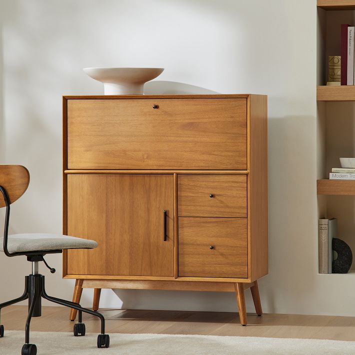 Mid Century Secretary Desk Elegant Workstation West Elm