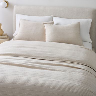 West elm belgian merrow edge Flax Linen queen duvet store in white and slate