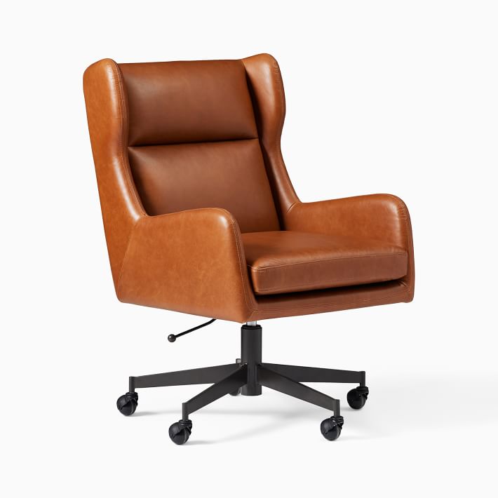 West elm leather desk chair discount