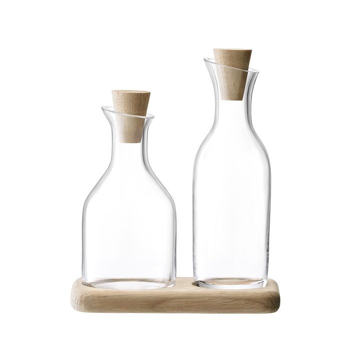 Serve Oil & Vinegar Set w/ Oak Base