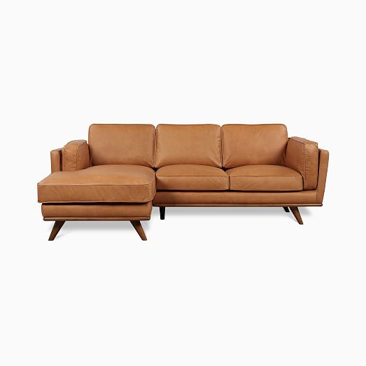Zander Leather 2 Piece Chaise Sectional Sofa With Chaise West Elm