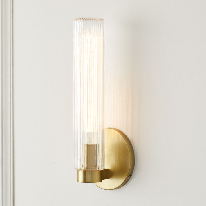 Fluted Outdoor Sconce Gold Antique Brass West Elm 1012195