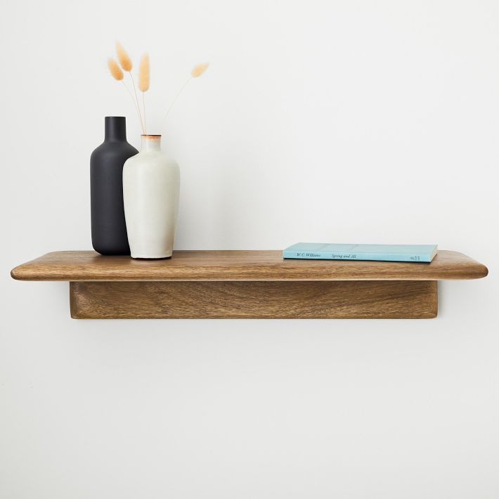 Anton Solid Wood Wall Shelves (24") - Burnt Wax