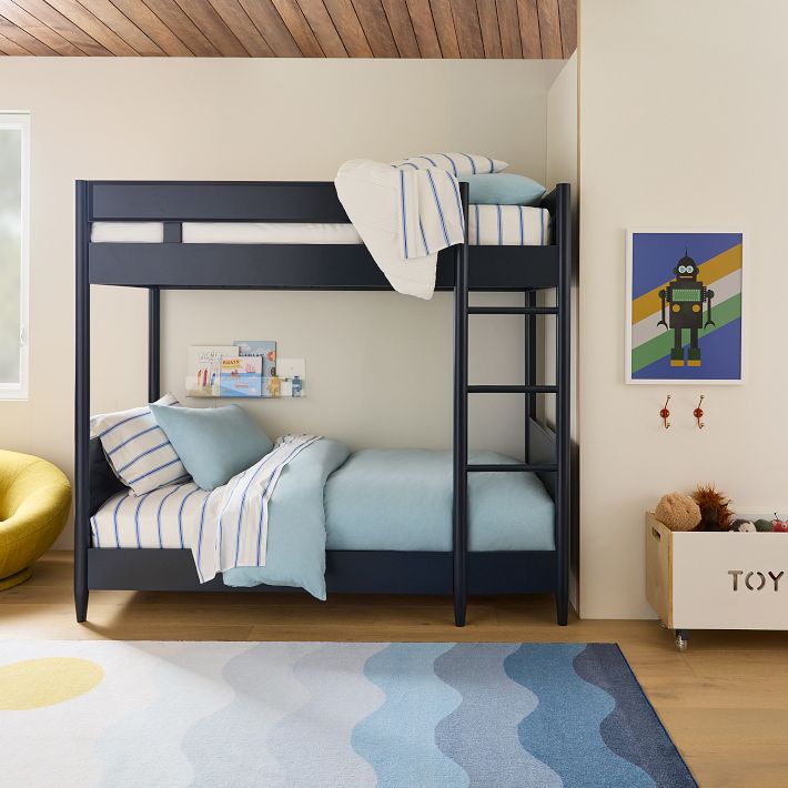 Mid Century Twin Bunk Bed Navy West Elm
