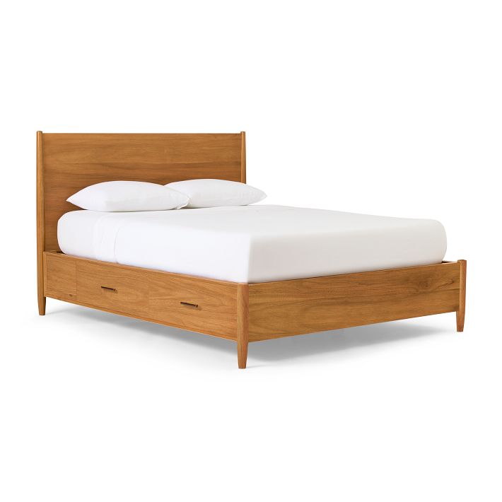 Mid century modern king bed with storage hotsell