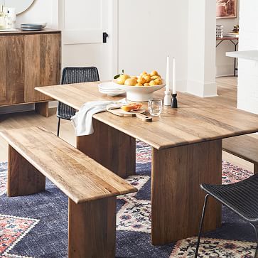 Solid wood dining table with bench hotsell