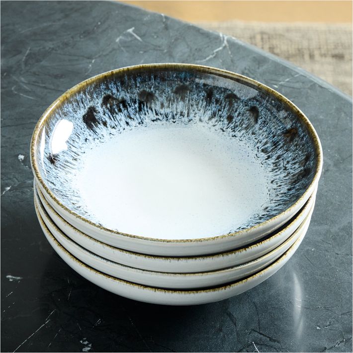 Reactive Glaze Stoneware Pasta Bowls, Set of 4