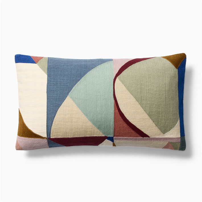 Crewel Colored Shapes Pillow Cover and Insert