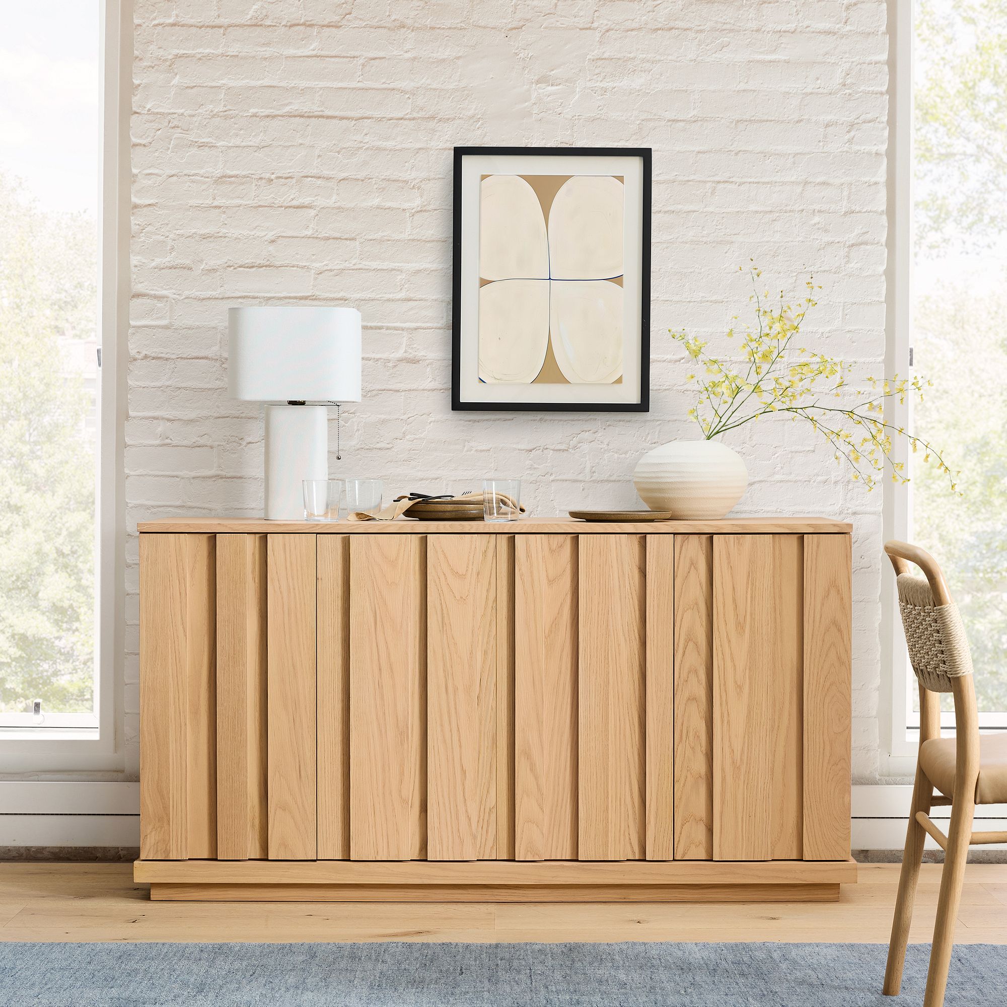 Berkely 60" Solid Mahogany Buffet - Oak Veneer
