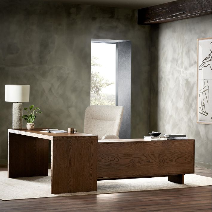 Garfield Leather L-Shaped Desk (78")