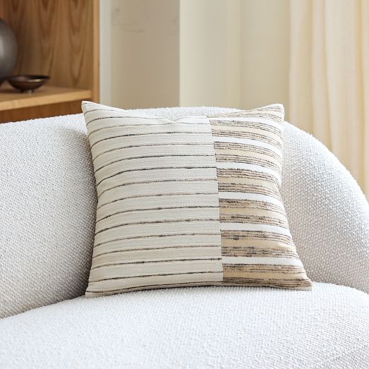 West Elm outlet Heather Taylor Home Gingham Lumbar Pillow Cover Blue White Ruffle Silk