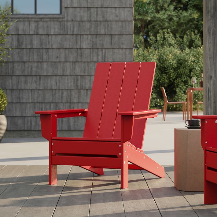 West Elm POLYWOOD Modern Adirondack Chair Sunset Red West Elm
