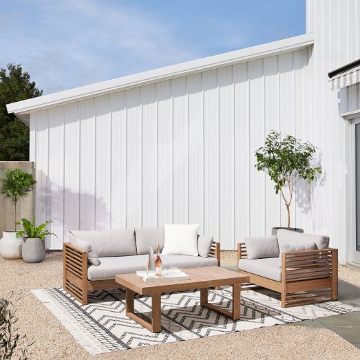 Santa Fe Slatted Outdoor Sofa 75 Lounge Chair Portside Coffee Table Set West Elm