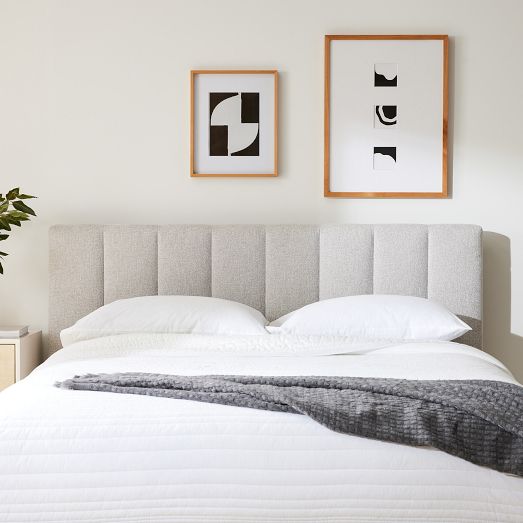 Emmett Vertical Tufting Headboard Double PV Silver No Show Leg
