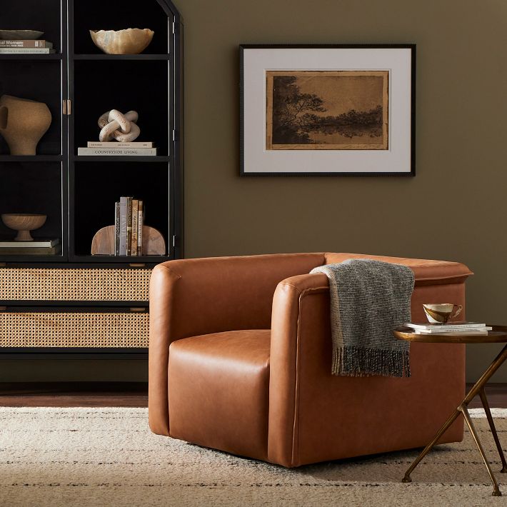 Camel leather armchair discount
